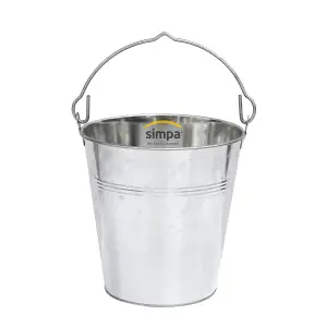 simpa 10L Heavy Duty Galvanised Metal Bucket Pail with Handle - Set of 3