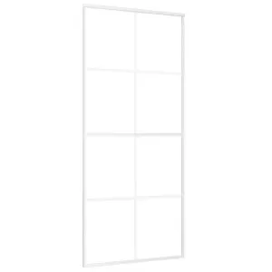 Berkfield Sliding Door Frosted ESG Glass and Aluminium 90x205 cm White