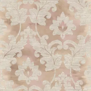 Wallquest Villa Rosa Damask Leaf Taupe Wallpaper Floral Leaves Acrylic Coated