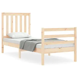 Berkfield Bed Frame with Headboard Small Single Solid Wood