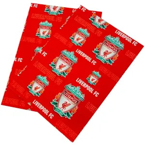 Liverpool FC Text Gift Wrap Sheets (Pack of 2) Red (70cm x 50cm)