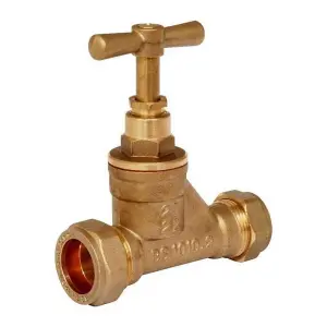 Brass Stopcock 22mm Compression Shut Off Valve BS1010