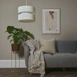 ValueLights Sophia Modern 2 Tier Cream Cylinder Ceiling Pendant Light Shade