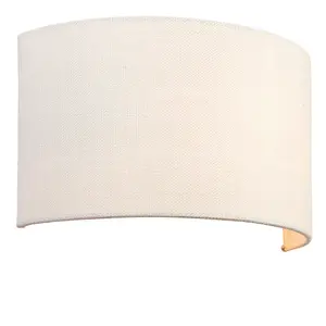 2 PACK Fabric LED Wall Light Vintage White Semi Circle Linen Shade Lamp Fitting