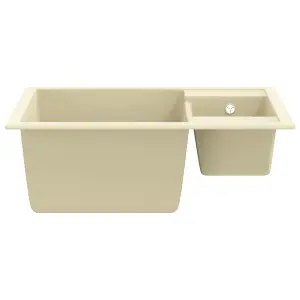 Berkfield Kitchen Sink with Overflow Hole Double Basins Beige Granite