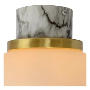 Lucide Lorena Cottage Flush Ceiling Light Bathroom 23cm - 1xE27 - IP44 - Opal