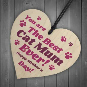 Funny Mothers Day Gift For Best Cat Mum Wood Heart Gift From Cat Pet Gift Keepsake