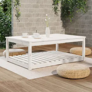 Berkfield Garden Table White 121x82.5x45 cm Solid Wood Pine