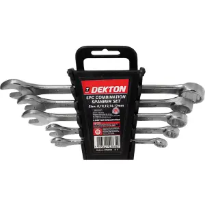 Dekton 5pc Combination Spanner Set Metric Steel Polished 8mm - 17mm