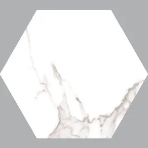 Top Ceramics White Marble Matt Hexagon Floor Wall Tile (L)22.5cm x (W)22.9cm Each box 0.87sqm