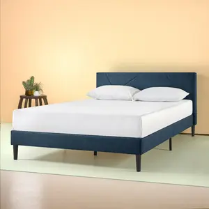 Colton Bluff Upholstered Bed Frame with Headboard Blue / Super King (6')