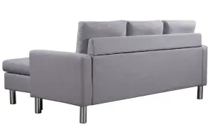 Elm Fabric Sofa with Matching Footstool, 3 Seater Settee in Grey