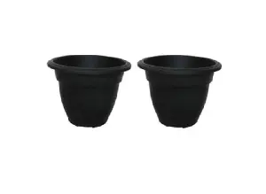 2 x 38cm Black Colour Round Bell Plant Pot Flower Planter Plastic Garden Pot