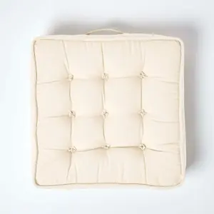 Homescapes Cream Cotton Armchair Booster Cushion