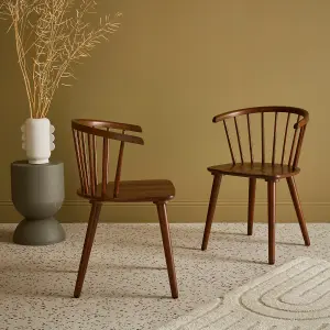 sweeek. Pair of chairs in walnut wood and plywood Paula Dark wood colour 75x53x51 cm