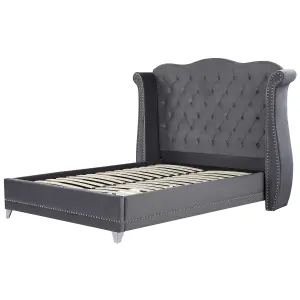 Velvet EU Double Size Bed Grey AYETTE