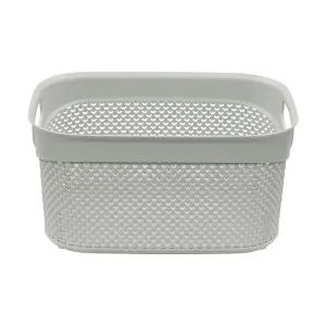 JVL Droplette Plastic Storage Basket, Ice Grey