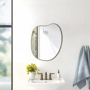 47.5cm W x H 61cm H Irregular Wall Mounted Metal Framed Bathroom Mirror Decorative, Gold