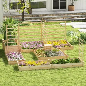 Costway 1.2 x 1.2 M Raised Garden Bed Open Base Wooden Elevated Planter w/ Composting Bin