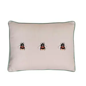 Meg Hawkins Oblong Cushion with Wooden Buttons  - Bee