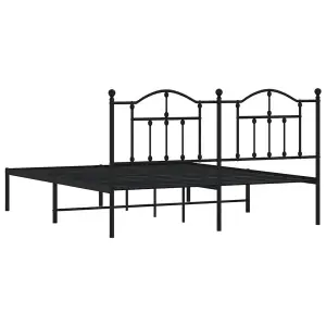 Berkfield Metal Bed Frame with Headboard Black 160x200 cm