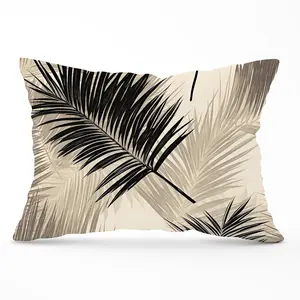 Black And White Tropical Palm Leaves Cushions 33cm x 48cm