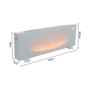 Electric Fire Fireplace Wall Mounted or Freestanding Panel Heater 7 Flame Colors with WiFi Remote Control 42 Inch