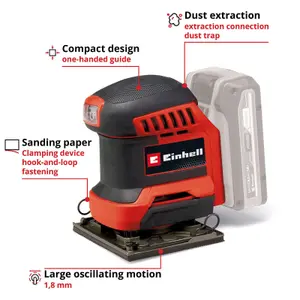 Einhell Cordless Palm Sander 18V With Sanding Sheets Power X-Change TE-OS 18/113 Li-Solo BODY ONLY