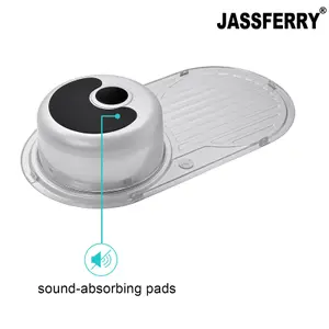 JASSFERRY Inset Round Bowl Kitchen Sink Stainless Steel Single Circle Drainboard Reversible Drainer