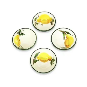 Buena Vida Hand Painted Lemon Ceramic Kitchen Dining Set of 4 Tapas Bowls (Diam) 12cm