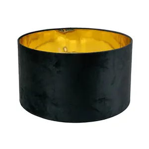 ValueLights Reni Large Black Velvet with Metallic Gold Inner Ceiling Lamp Shade