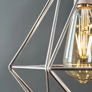 ValueLights Diablo Pair of Retro Style Chrome Metal Basket Cage Ceiling Pendant Light Shades