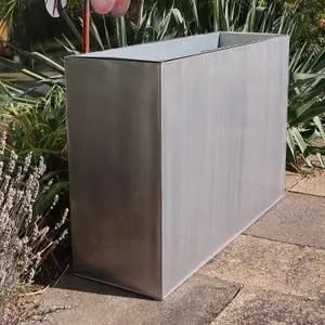 90cm Long Zinc Galvanised Brushed Silver 60cm Tall Trough Planter