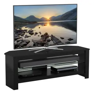 AVF Calibre Plus 1.15m TV Stand with Glass Shelf, for TVs up to 55" - Black Oak