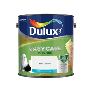 Dulux Easycare Kitchen White cotton Matt Emulsion paint, 2.5L