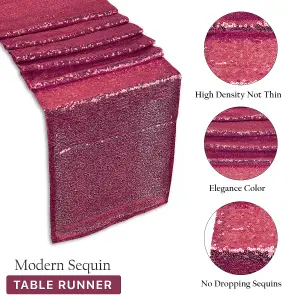 Neel Blue 11x108 Inch Shimmer Sequin Table Runner Glitter Fabric, Fucshia