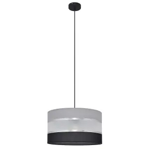 Luminosa Helen Cylindrical Pendant Ceiling Light Grey, Silver, Black 35cm