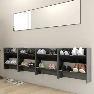 Berkfield Wall Shoe Cabinets 4 pcs High Gloss Grey 60x18x60 cm Engineered Wood