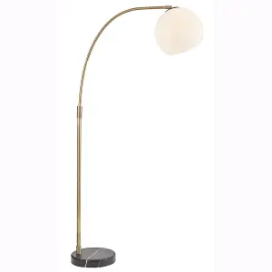 Luminosa Otto Complete Floor Lamp Matt Antique Brass Plate, Opal Glass