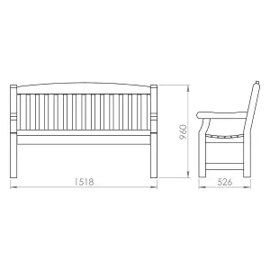 Waltons 3 Seater 5ft Garden Bench Pressure Treated Outdoor Seating