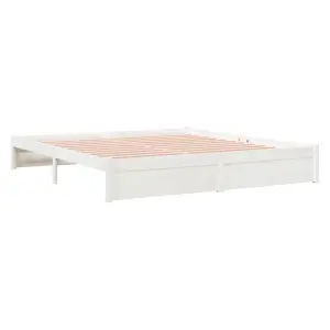 Berkfield Bed Frame White Solid Wood 180x200 cm Super King Size