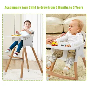 Costway 3 in 1 Baby Infant High Chair Feeding Dining Chair W/ Food Tray & Safety Belt