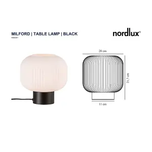 Nordlux Milford Indoor Living Dining Bedroom Table Lamp In Black (Diam) 20cm