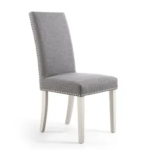 Richard Upholstered Dining Chair (Set of 2) Silver Grey Linen Effect / Black