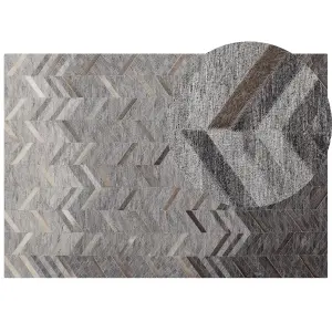 Leather Area Rug 160 x 230 cm Grey ARKUM