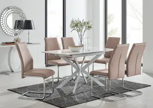 LIRA 120 Extending Dining Table and 6 Cappuccino Lorenzo Chairs