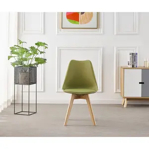 Thomasin Faux Leather Upholstered Side Chair |  Dining Chair |  Wooden Legs Plastic Body (Set of 2) Lime Green