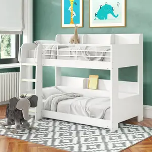 Abby Single (3') Standard Bunk Bed with Bookcase White