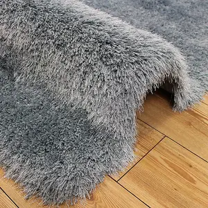 Teal Handmade Modern Plain Shaggy Easy to Clean Sparkle Rug for Living Room, Bedroom - 160cm X 230cm