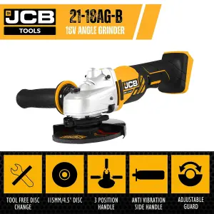 JCB 18AG-B 18V 115mm 4.5" Angle Grinder Lithium Cordless - Bare Tool